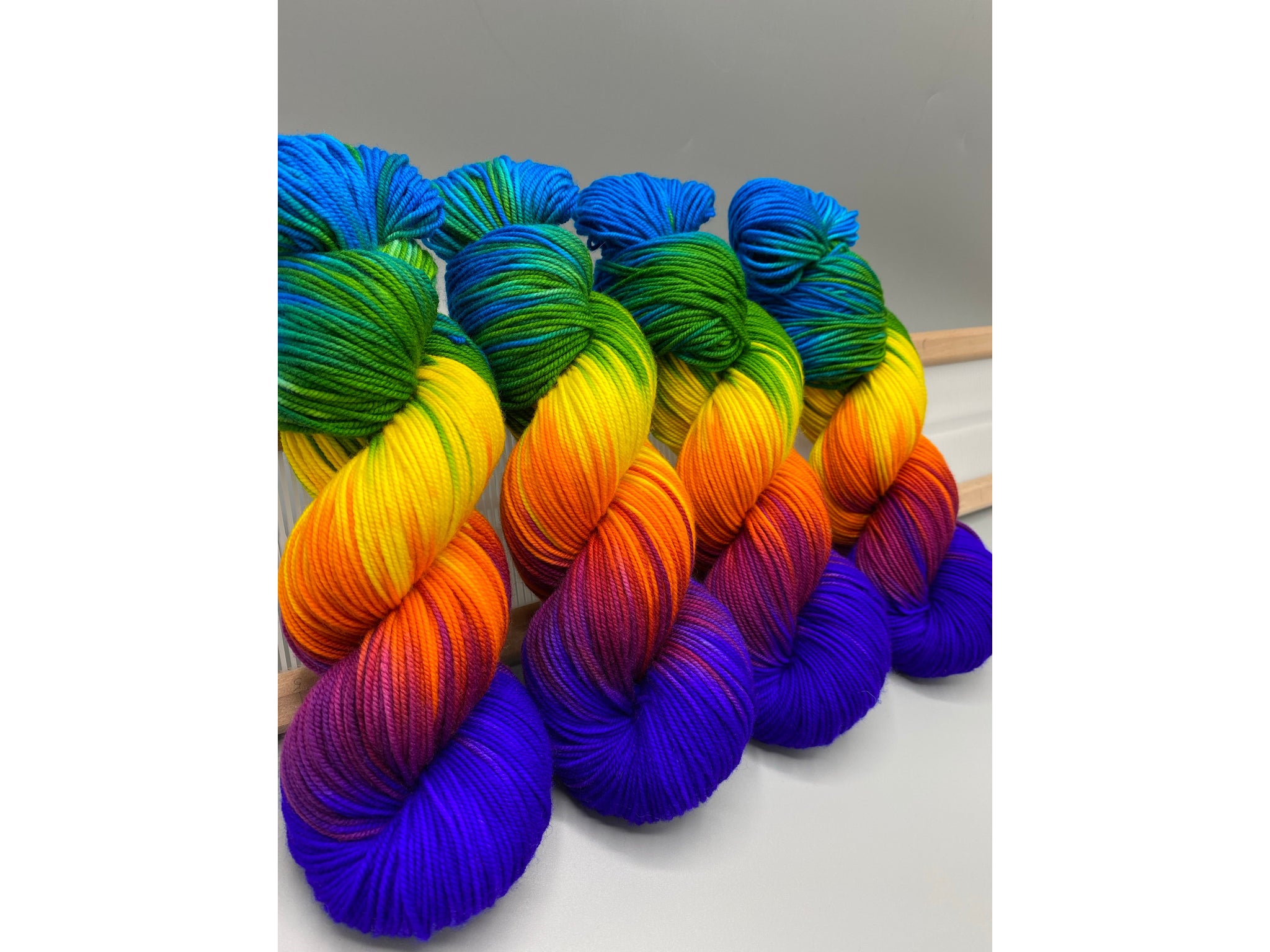 Hand dyed yarn - rainbow yarn - Rainbow Brite - THREADS by