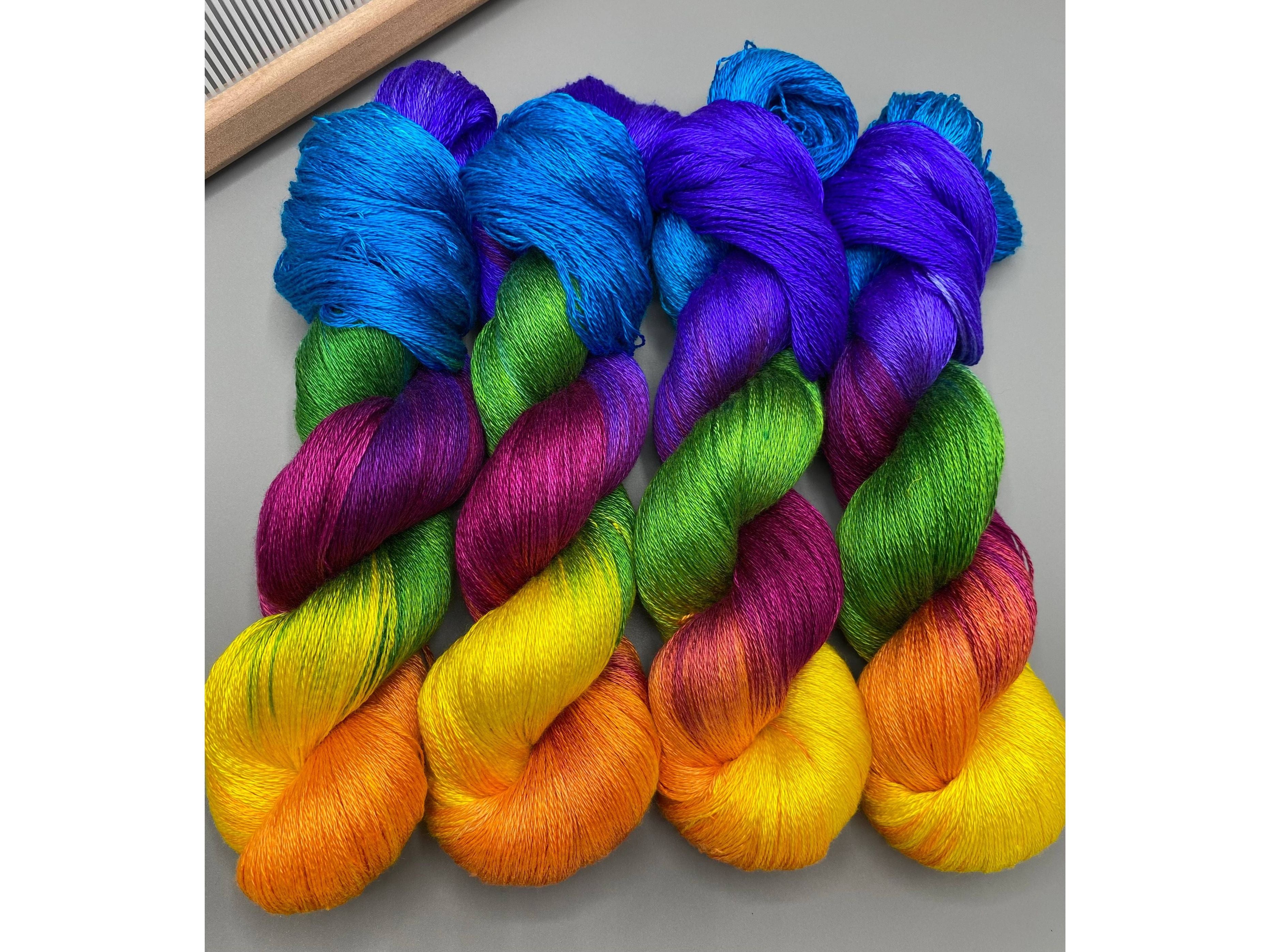 Hand dyed yarn - rainbow yarn - Rainbow Brite - THREADS by